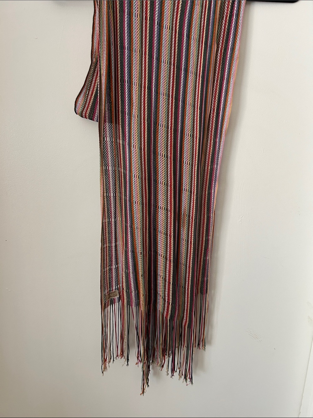 Multicolor Striped Fringe Scarf - Lightweight Women's Wrap